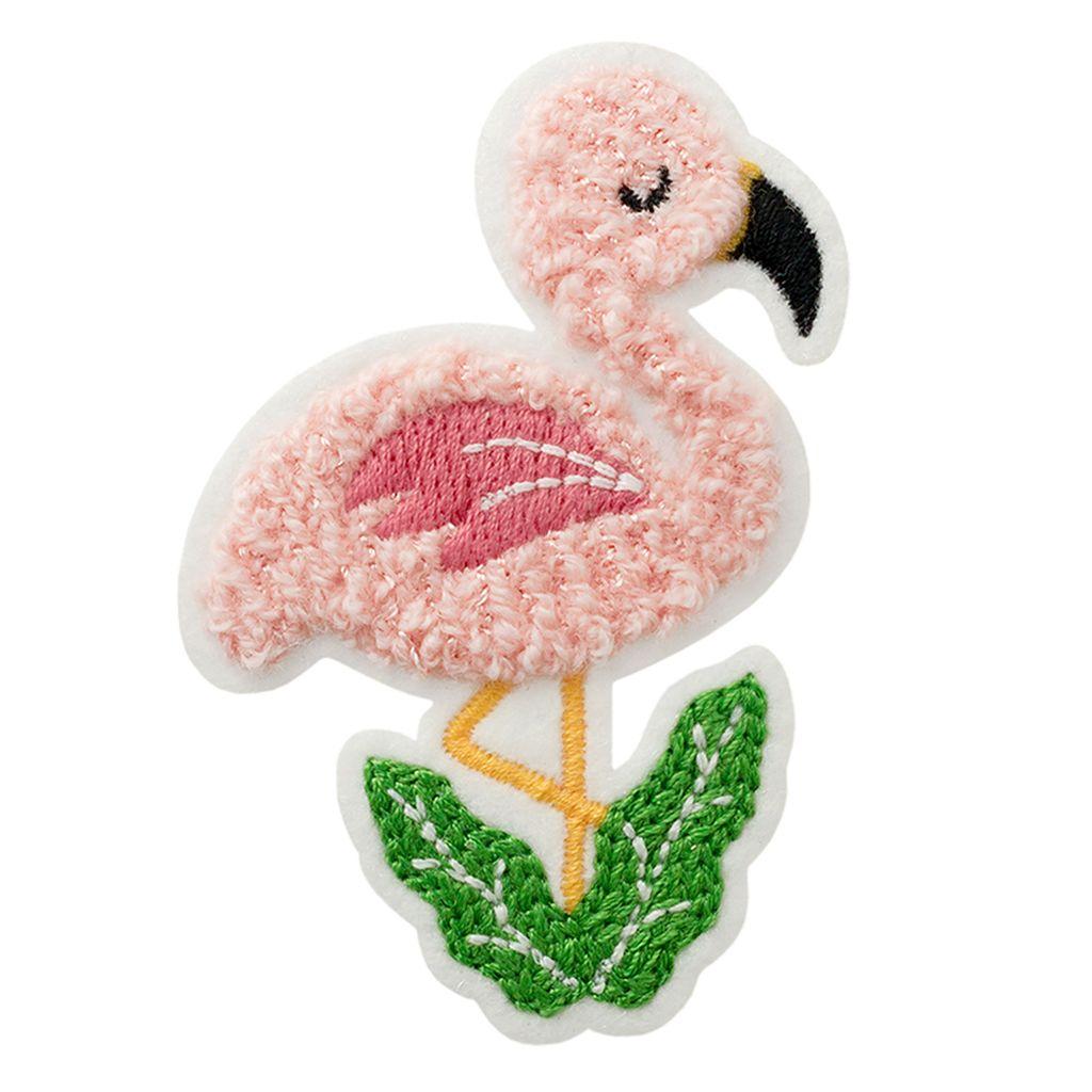 Bügelbild Applikation flauschiger Flamingo rosa
