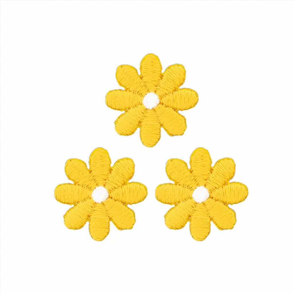 Bügelbild Applikation Blümchen klein gelb  3er Set