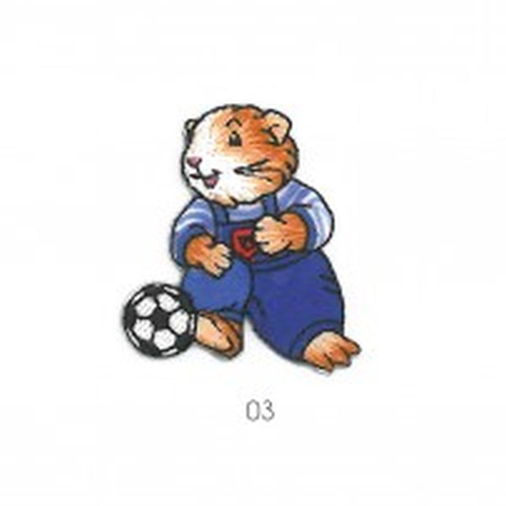 Bügelbild Applikation Hamster spielt Fußball
