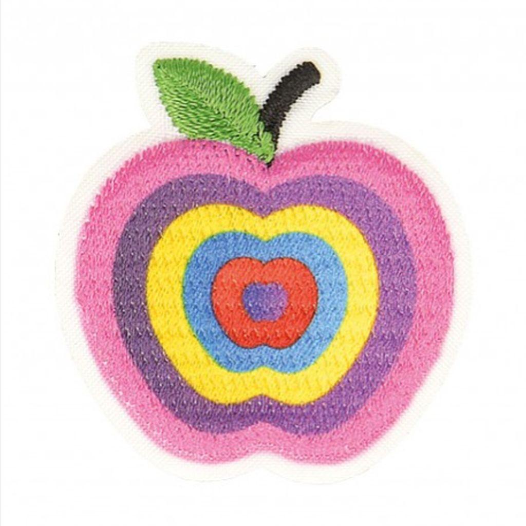 Bügelbild Applikation Apfel violett bunt