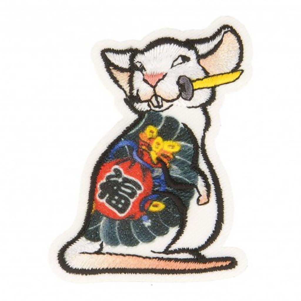 Bügelbild Applikation Samurai-Ratte
