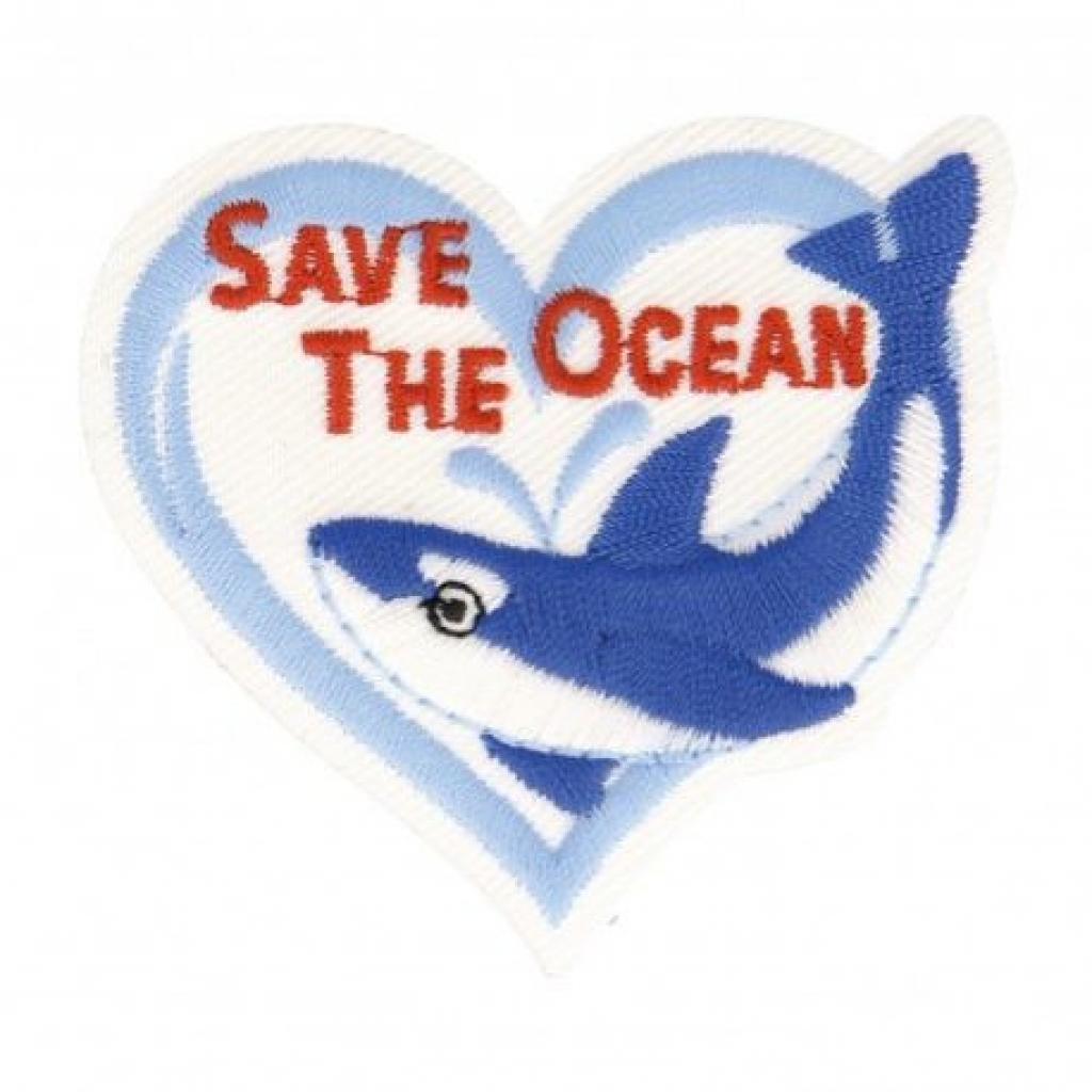 Bügelbild Applikation Delfin "save the ocean"