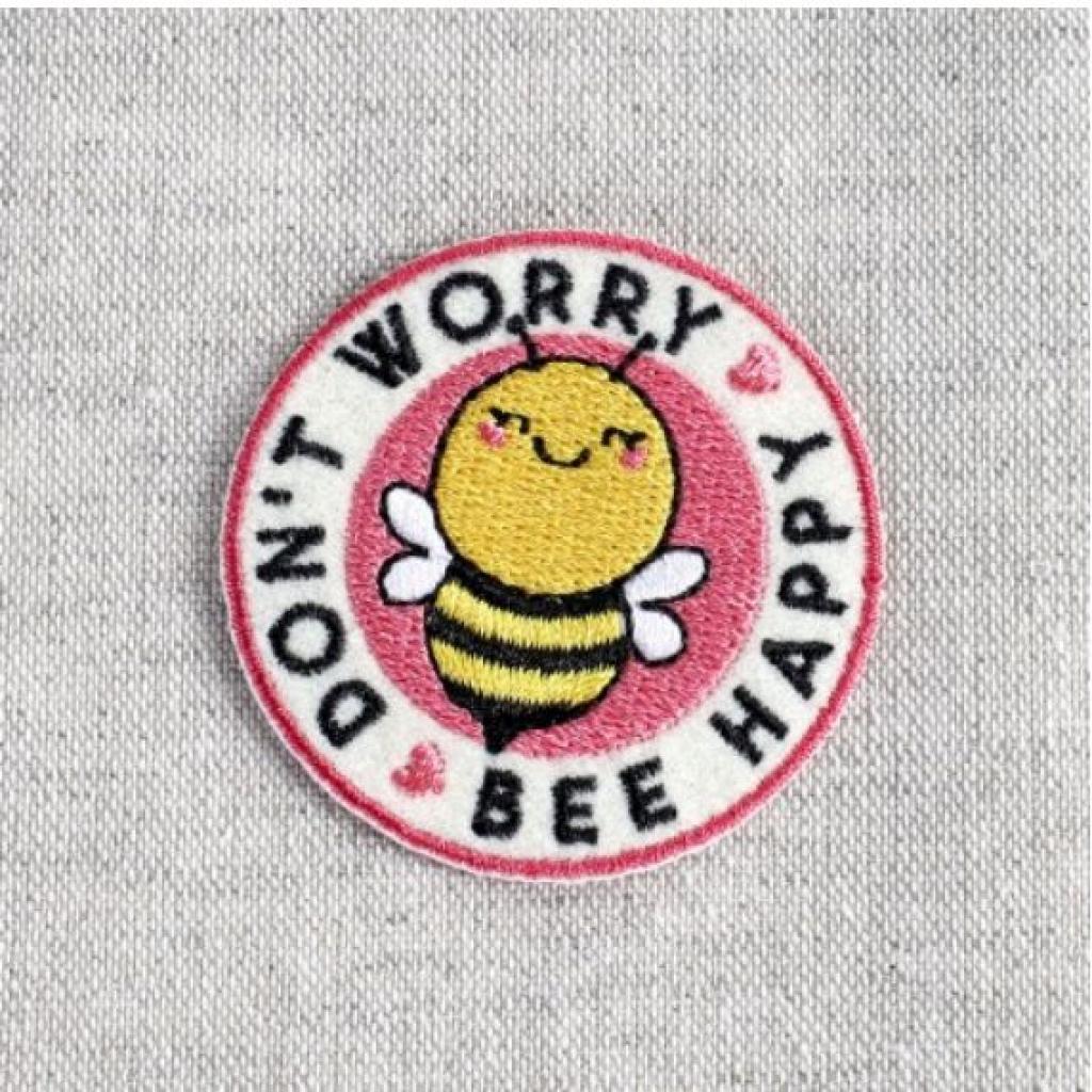 Bügelbild Applikation Biene "Don´t worry, Bee happy"