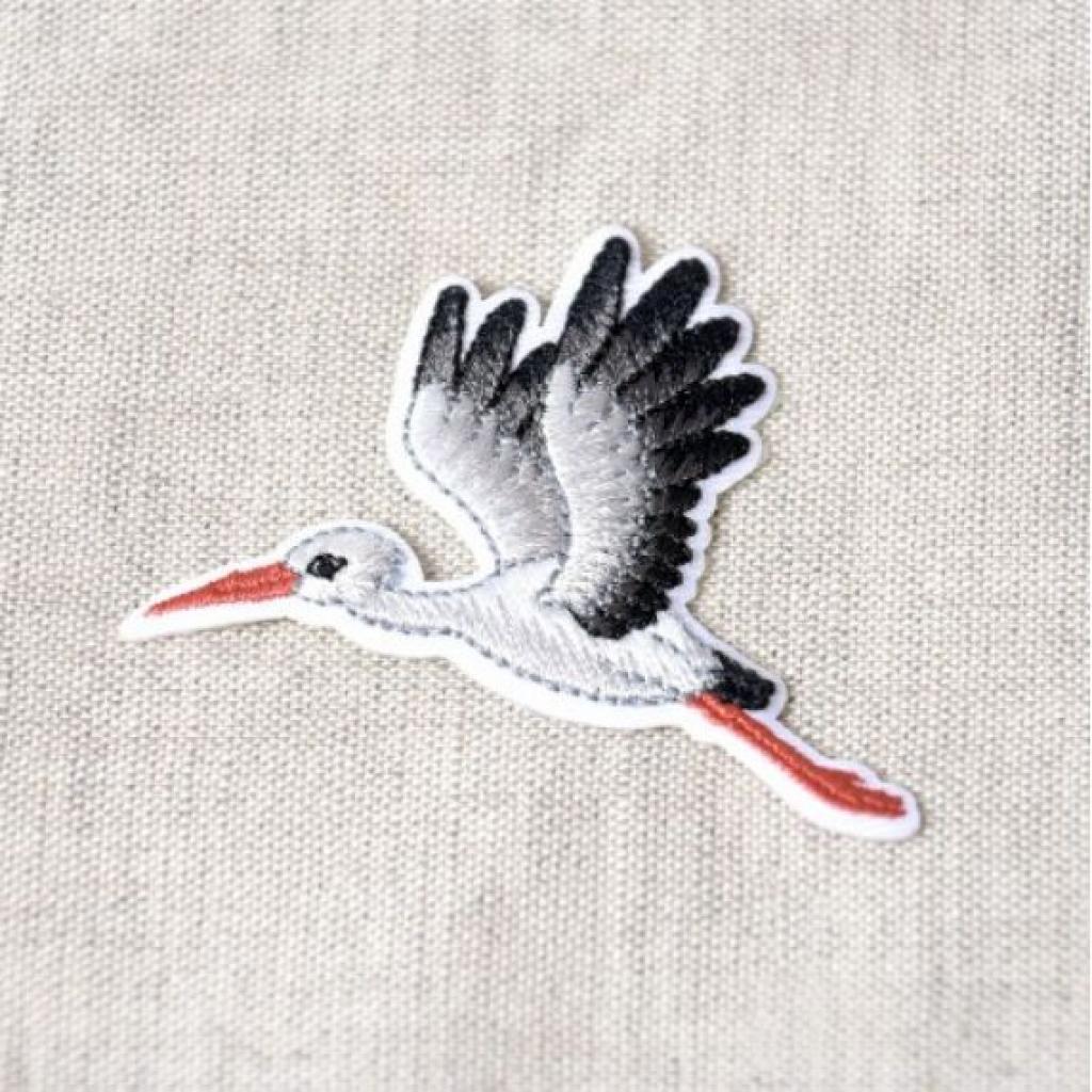 Bügelbild Applikation fliegender Storch