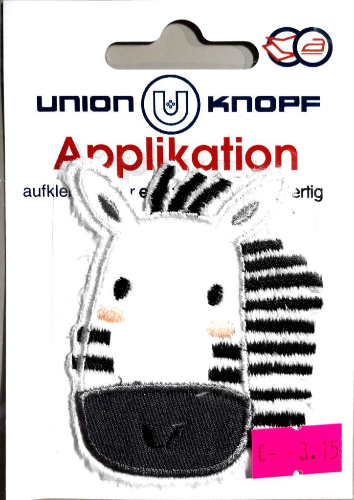 Bügelbild Applikation Zebrakopf