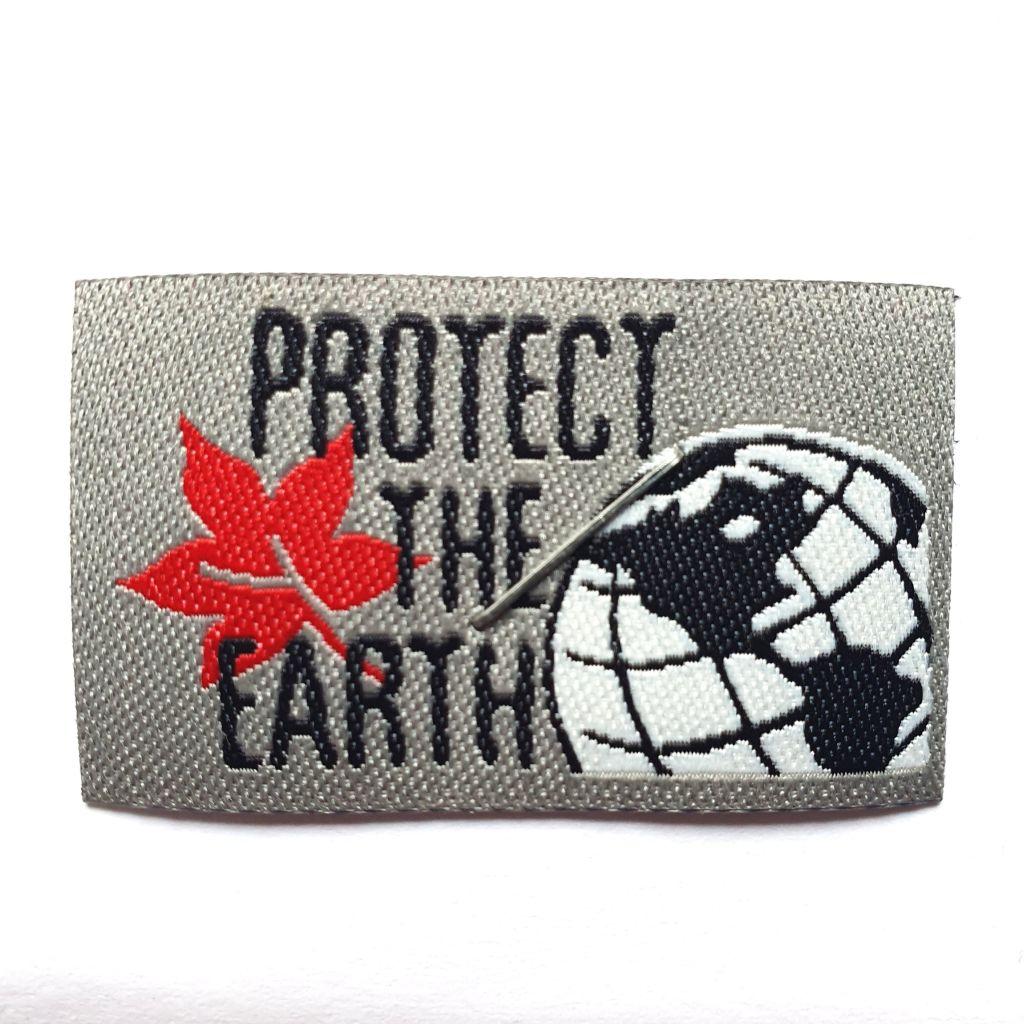 Bügelbild Applikation Webetikett "Protect the Earth" rot