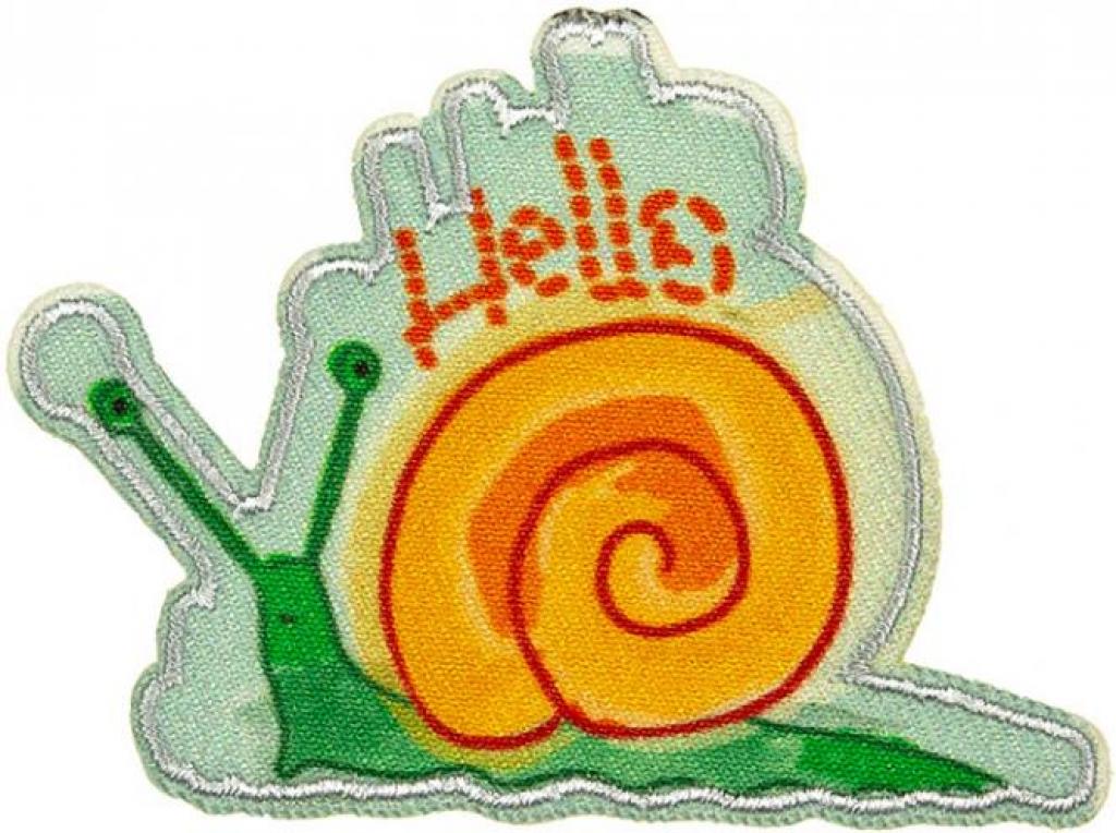 Bügelbild Applikation Hello Schnecke