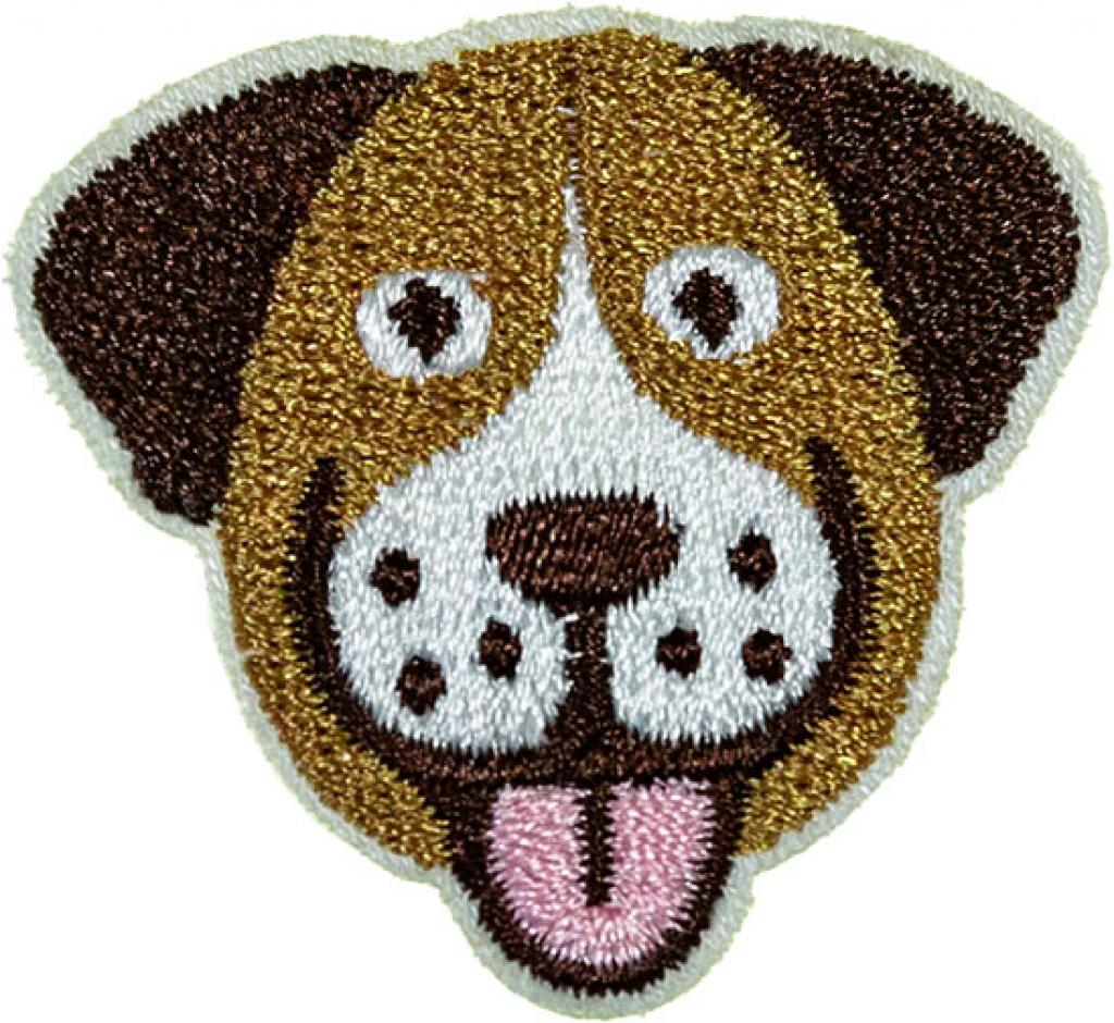 Bügelbild Applikation Hund Kopf