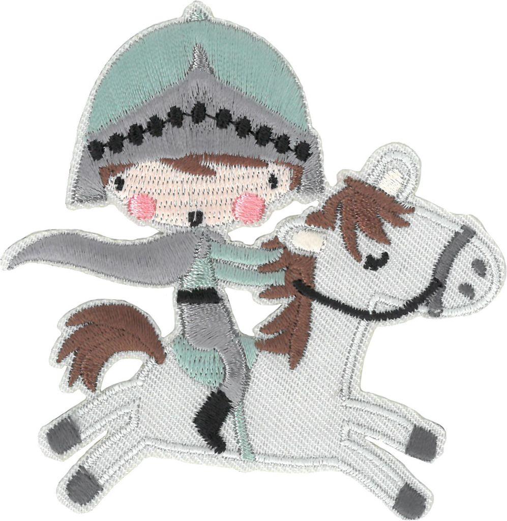 Bügelbild Applikation Ritter grau