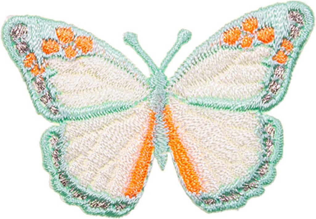 Bügelbild Applikation Schmetterling pastellgrün neonorange