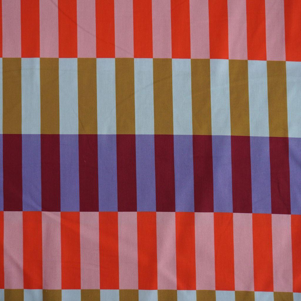 Baumwollstoff Motivdruck Blocks orange senfgelb weinrot