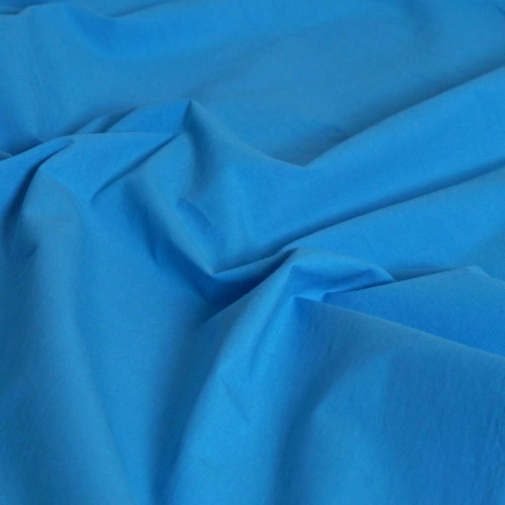 Baumwoll-Popelin gekämmt stone washed azurblau