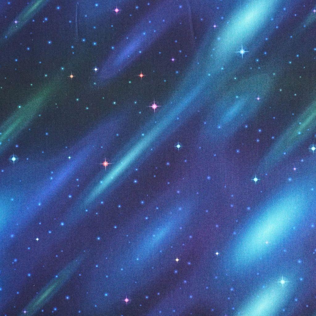 Baumwollstoff Motivdruck Weltall Galaxy blau