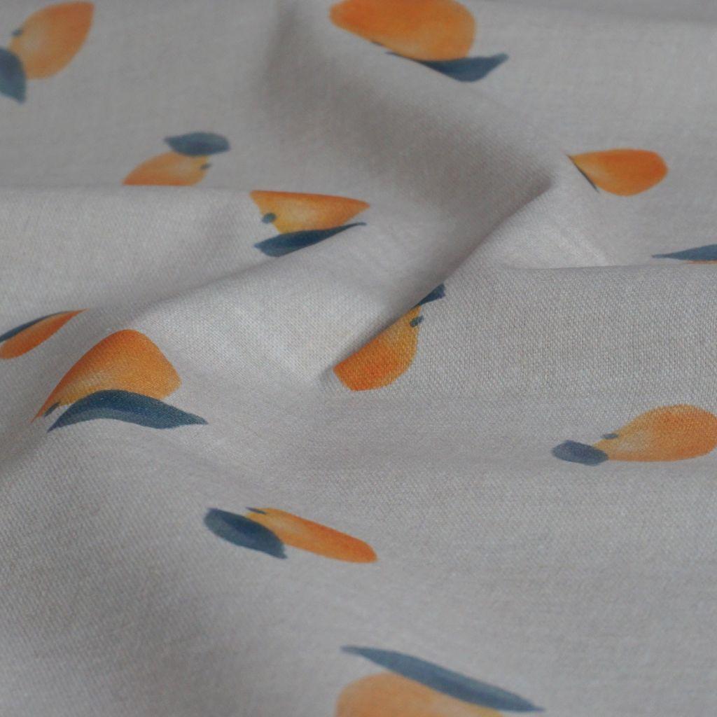 Dekostoff aus Baumwolle Orangen auf beige