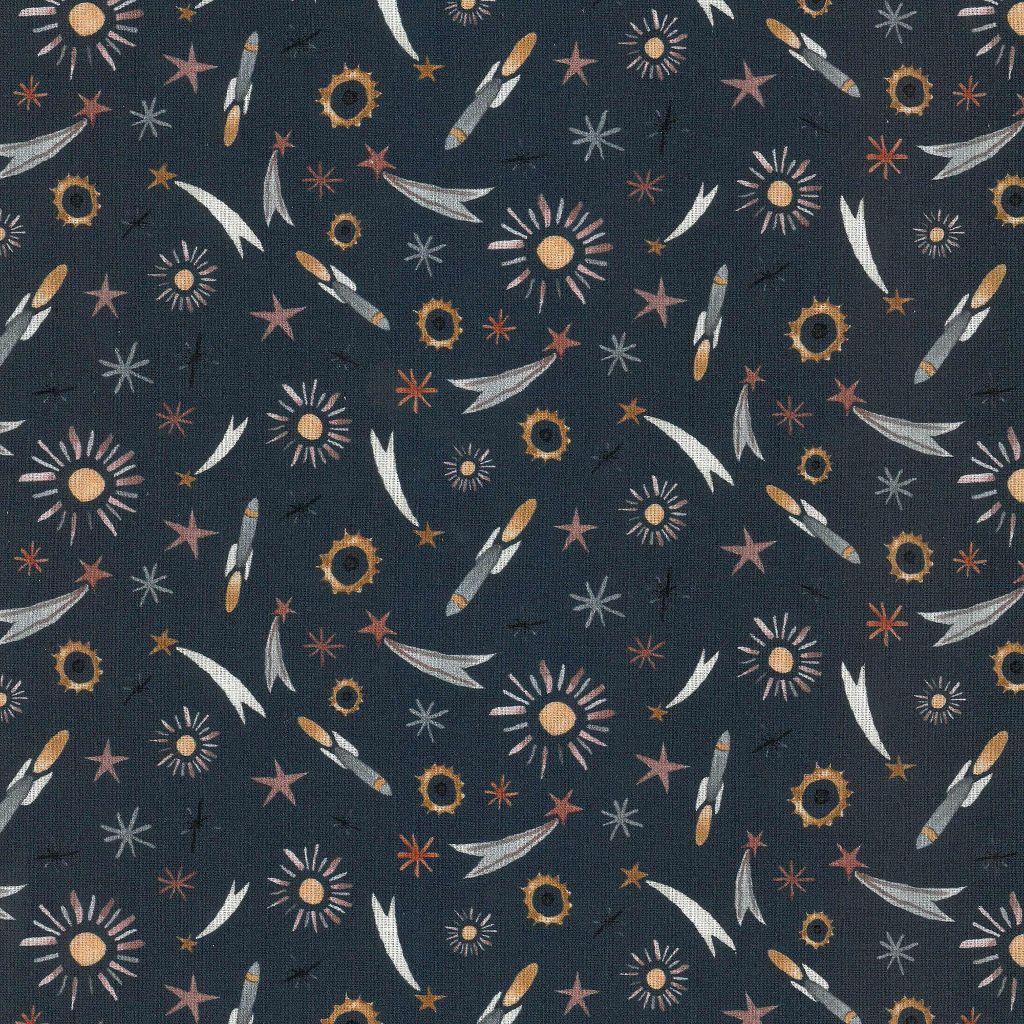 Baumwollstoff Junge Linie Rakteten - Westfalenstoffe