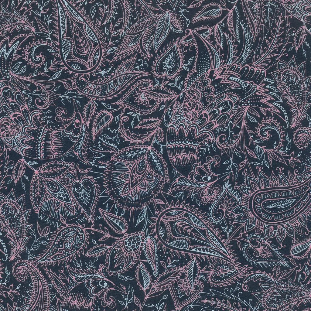 Baumwollstoff Bali Paisley blau rosa - Westfalenstoffe