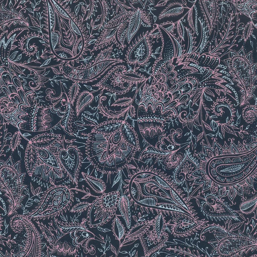 Baumwollstoff Bali - Paisley blau rosa  Digitaldruck