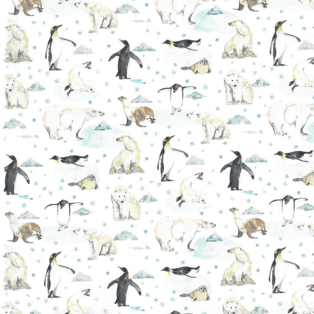 Baumwollstoff Polar friends Eisbär Pinguin - Westfalenstoffe