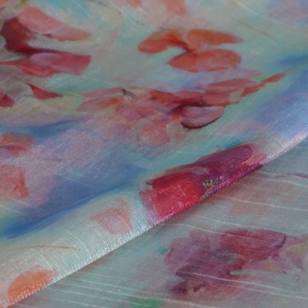 Viskose Druck halbtransparent Blütenaquarell