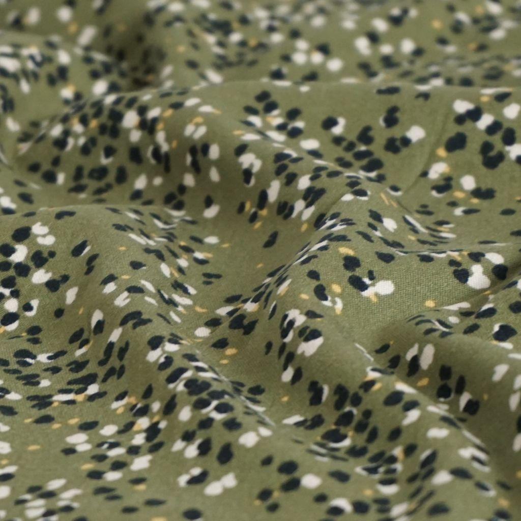 Viskose Stretch Druck Sprenkel auf grün