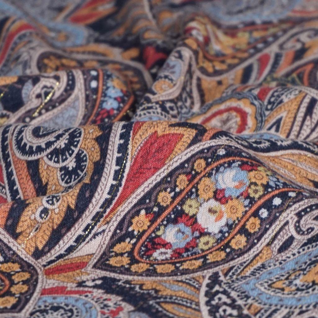 Viskose Borkencrepe mit Lurex Paisley