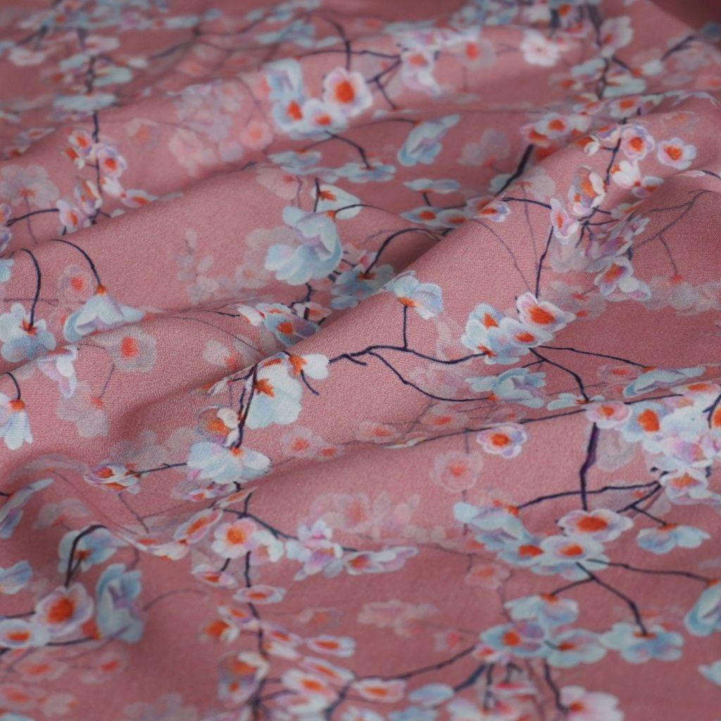 Viskose Druck Kirschblüte rosa