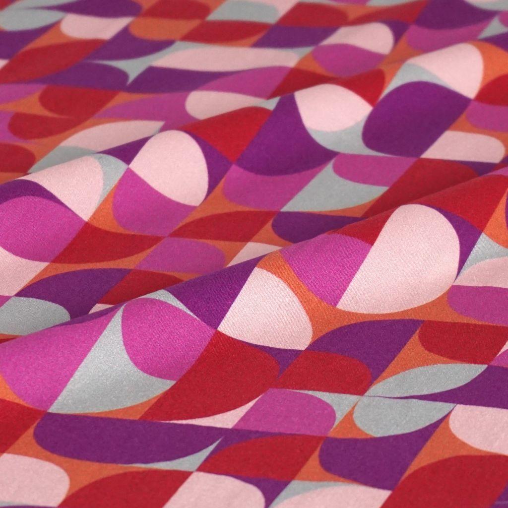 Viskose Druck geometrische Formen pink rot