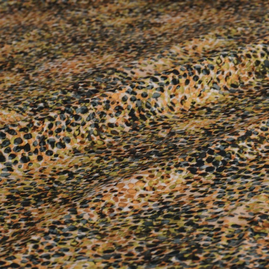 Viskose Druck Dots schwarz grün orange