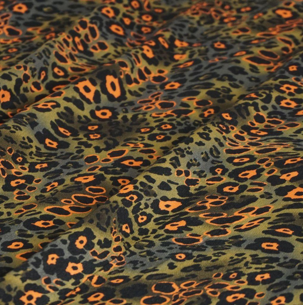 Viskose Druck Leoprint grün orange