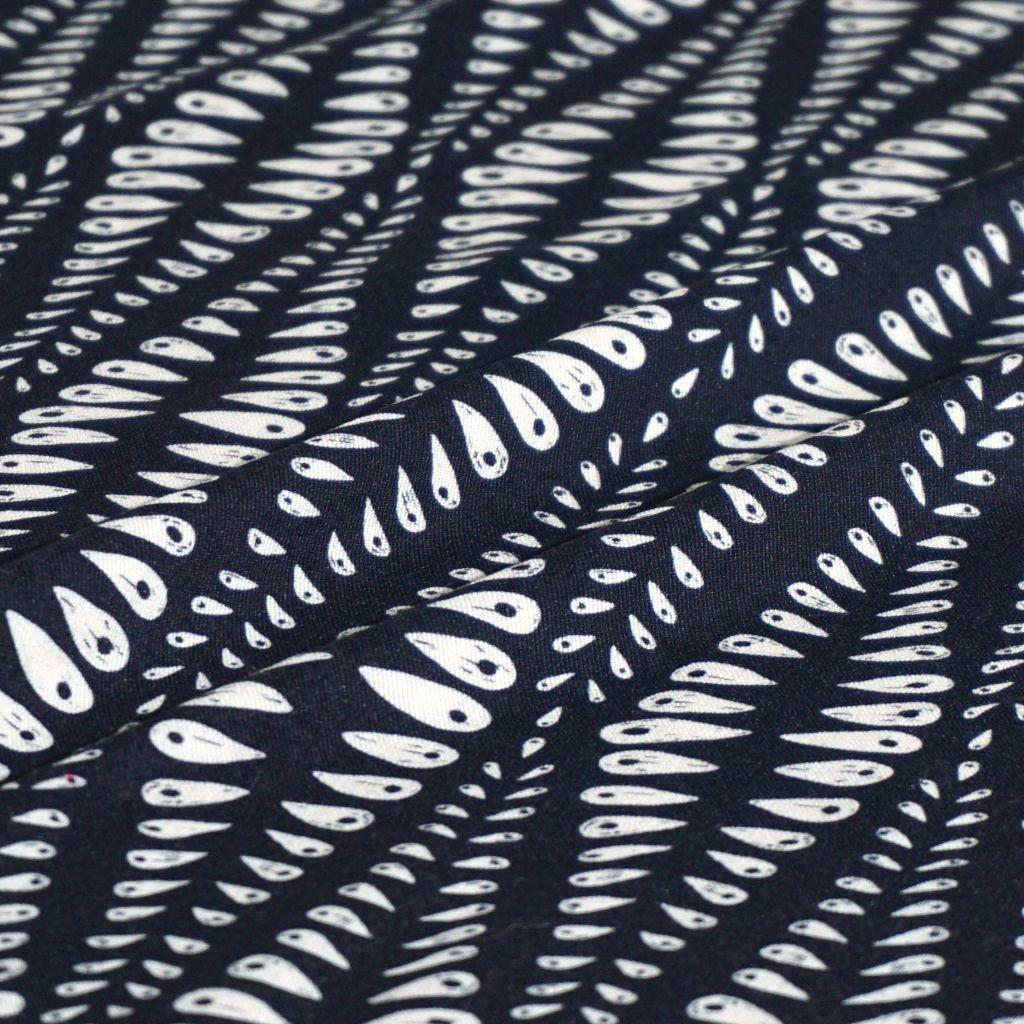 Viskosetwill Druck Weizenkörner schwarz ecru - Bienvenido