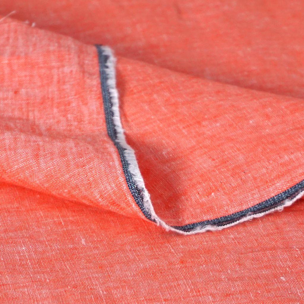 Leinenstoff melange pastell rotorange