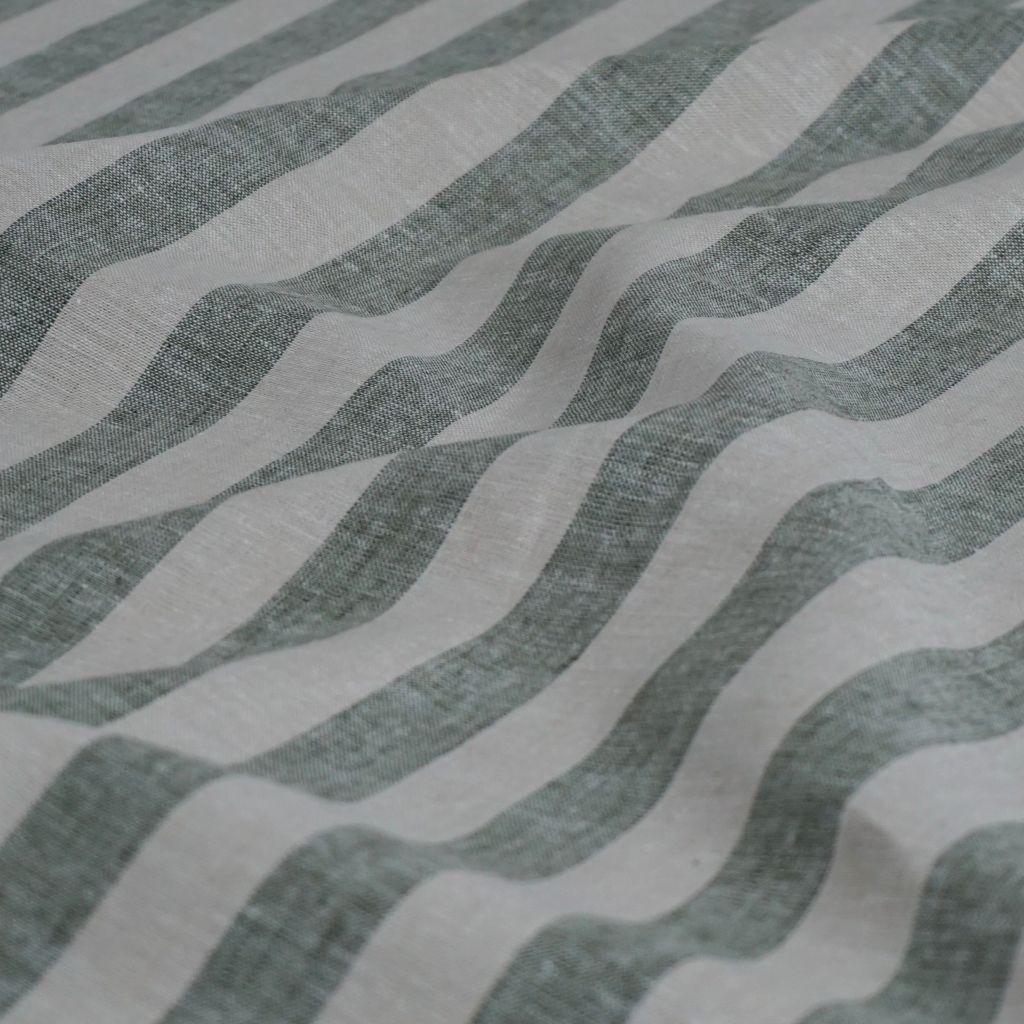 Leinen Baumwolle Mix Blockstreifen grün natur