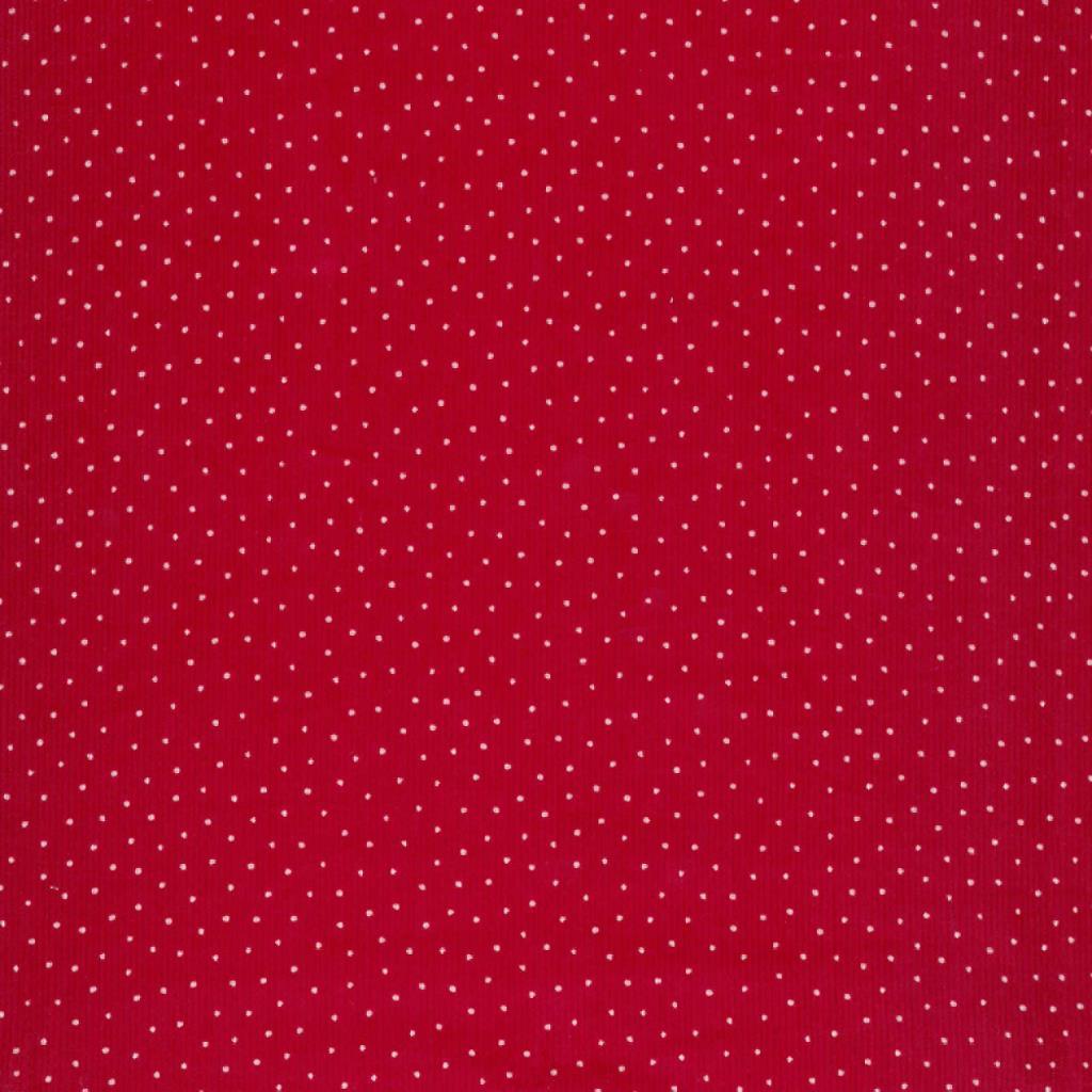 Babycord Pünktchen weiß auf rot – Westfalenstoffe