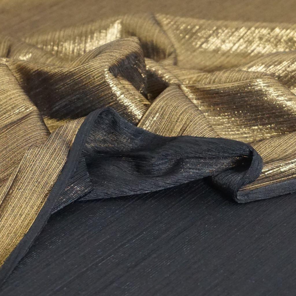 Plissee-Jersey metallic gold schwarz