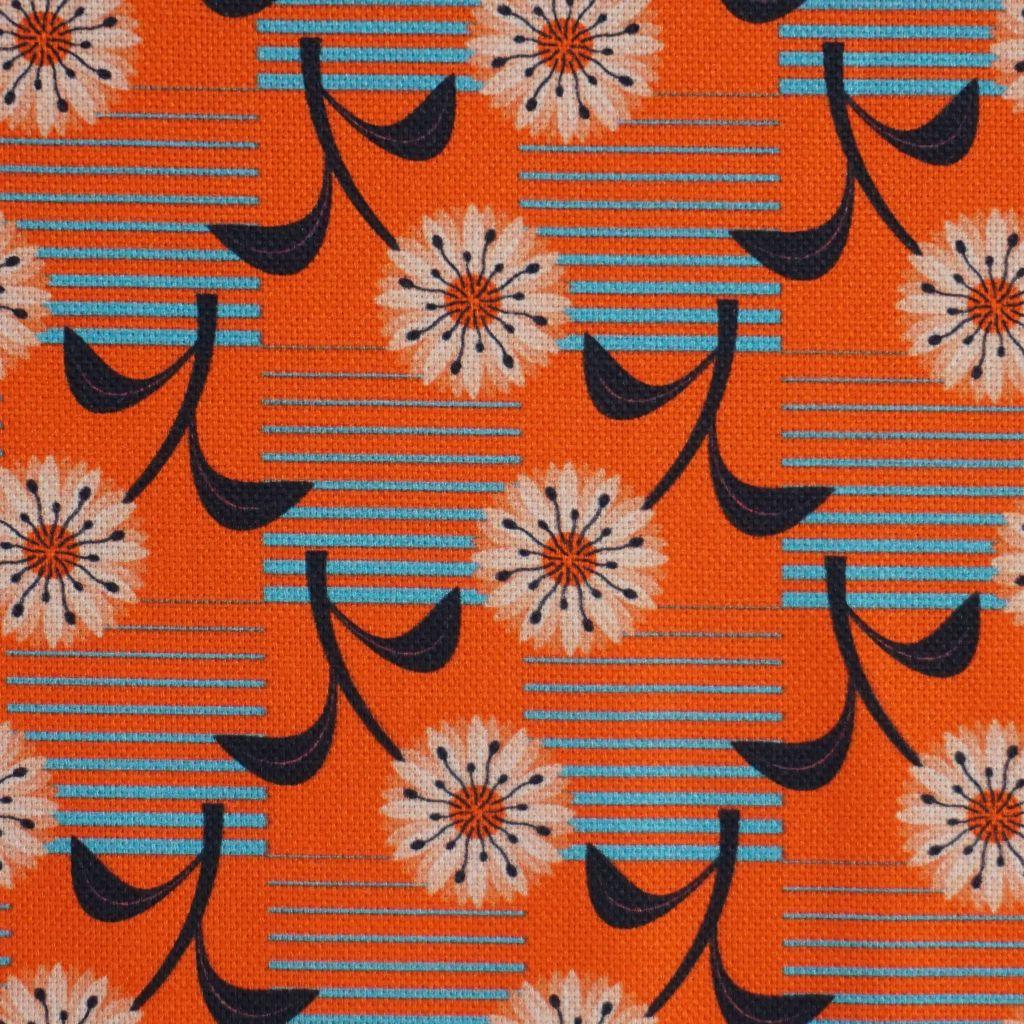 Dekostoff Canvas Blumenmuster orange