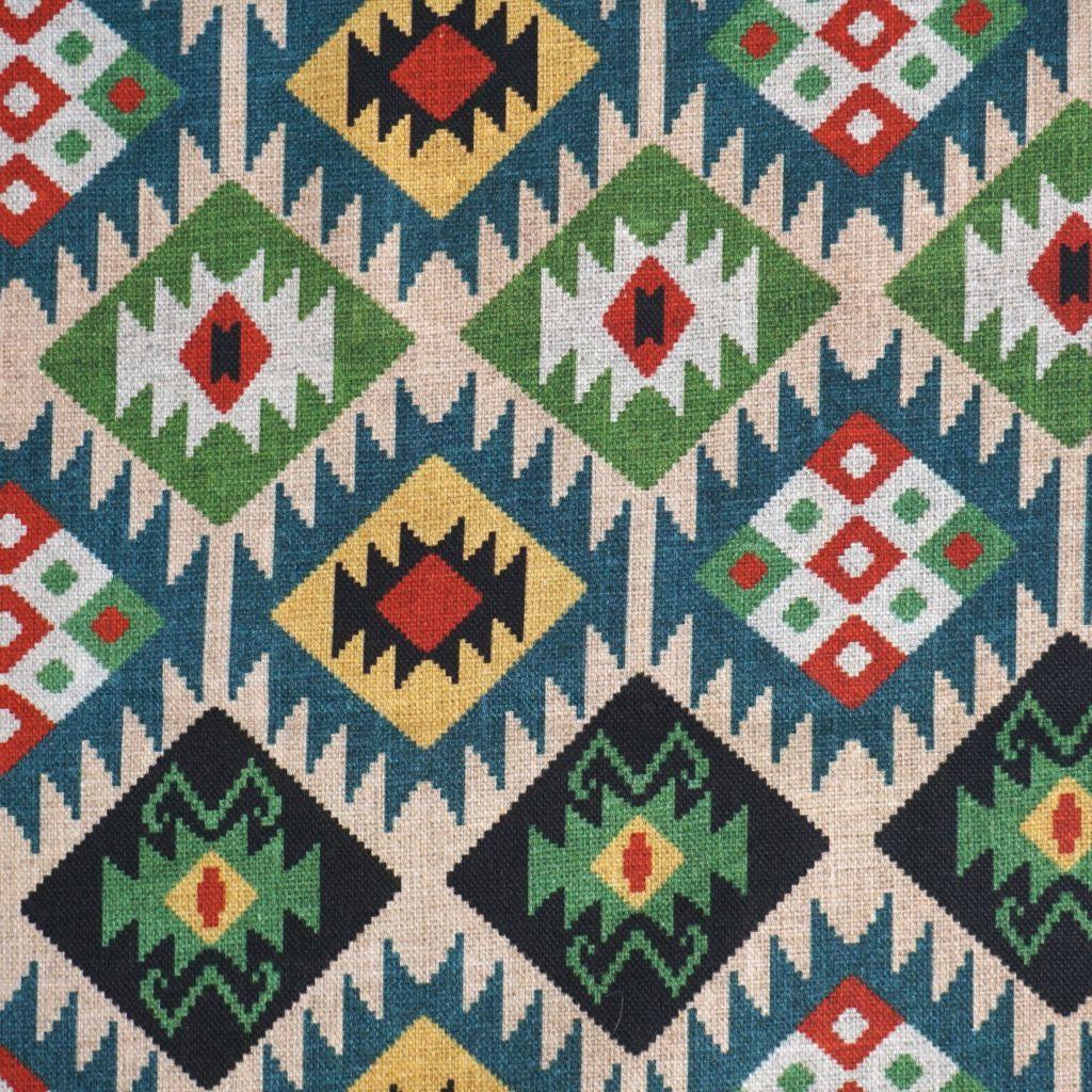 Dekostoff Halbpanama Ikatstil Muster Weboptik bunt