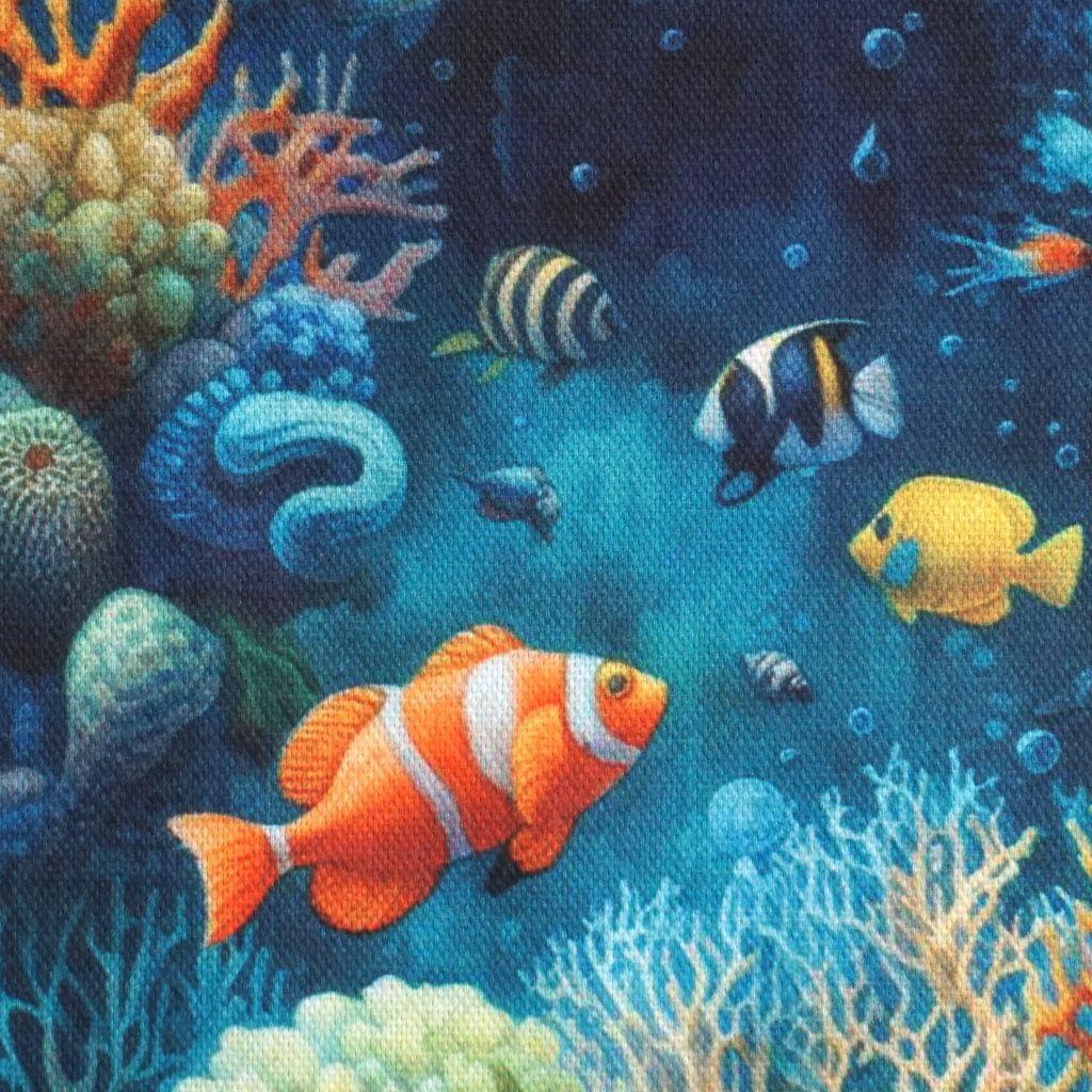 Dekostoff Halbpanama Unterwasserwelt Fische Korallen