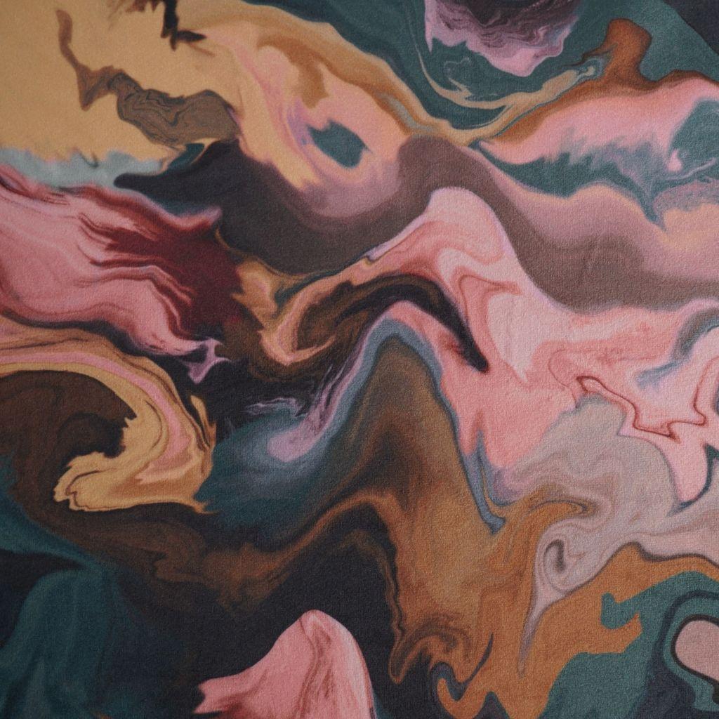 Dekosamt Velvet rosa petrol gelb marmoriert