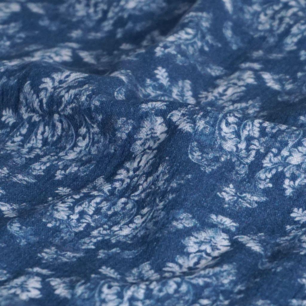 Musselin Double Gauze Blumenornament jeansblau