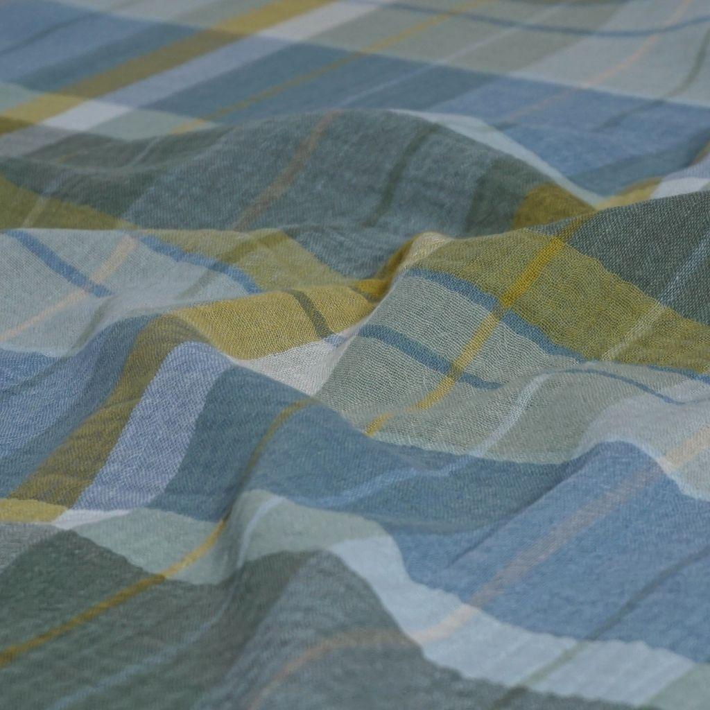 Musselin Double Gauze Karomuster grün blau