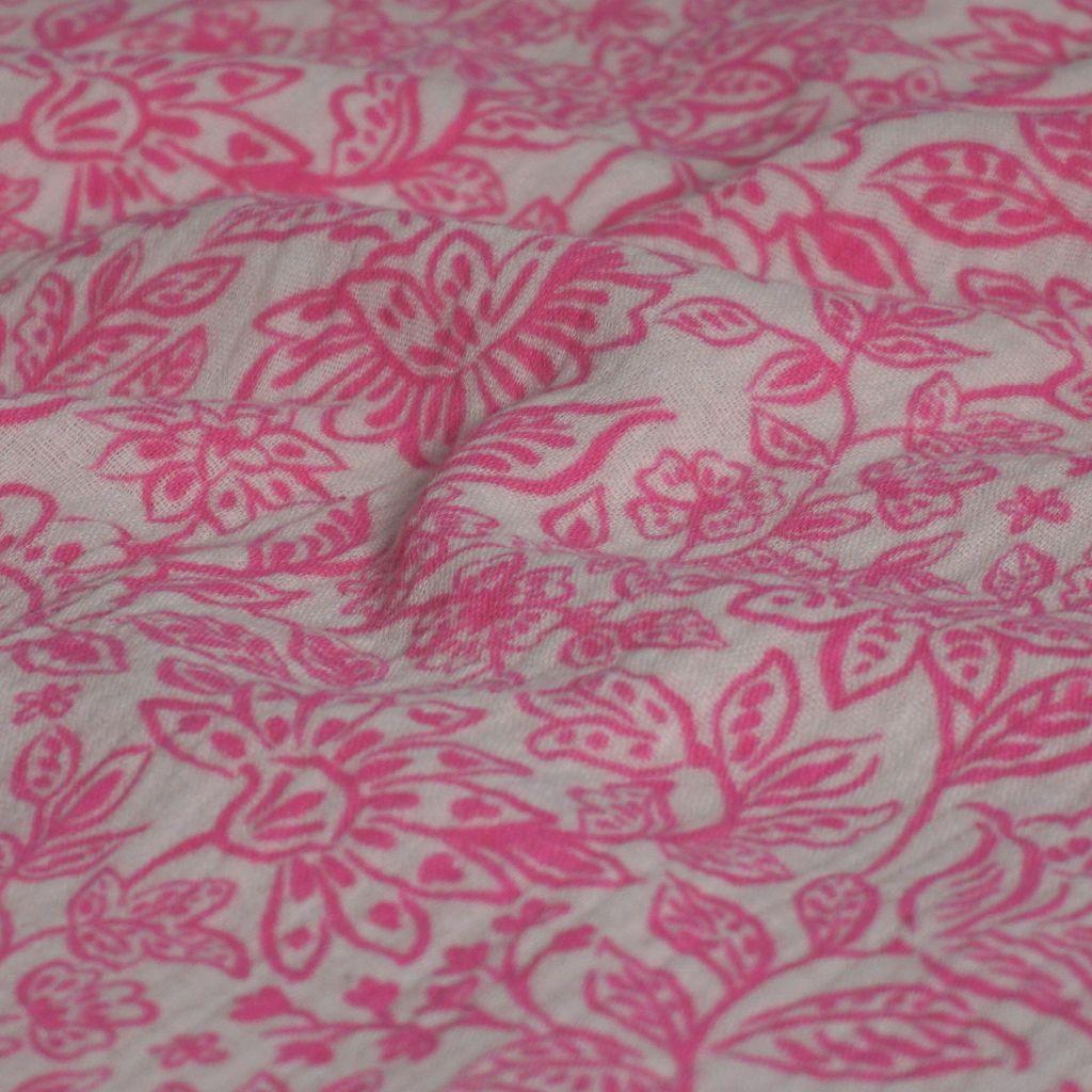 Musselin Double Gauze Blüten pink auf ecru