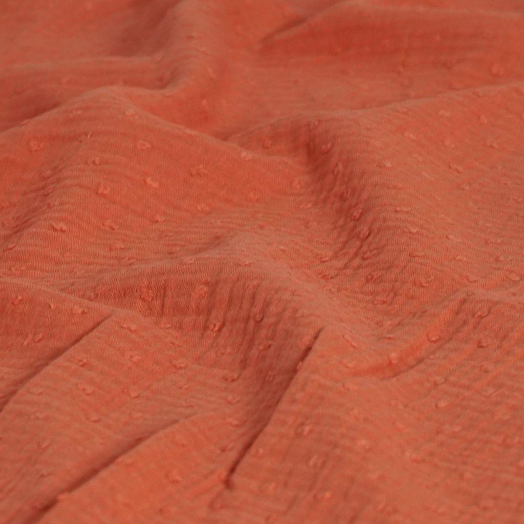 Musselin Double Gauze Stickerei Punkte softorange
