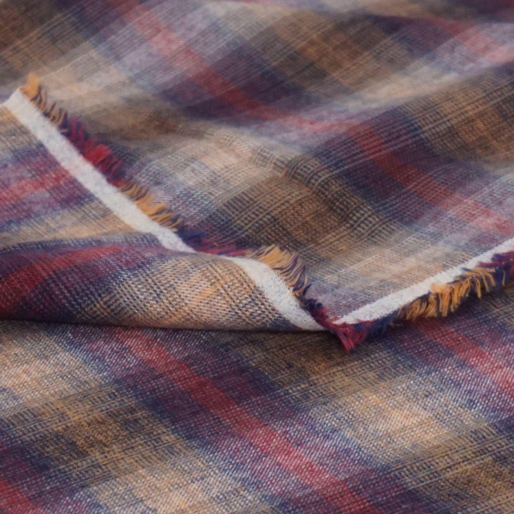 Flanell Baumwolle Karo bunt melange lila ocker blau rot