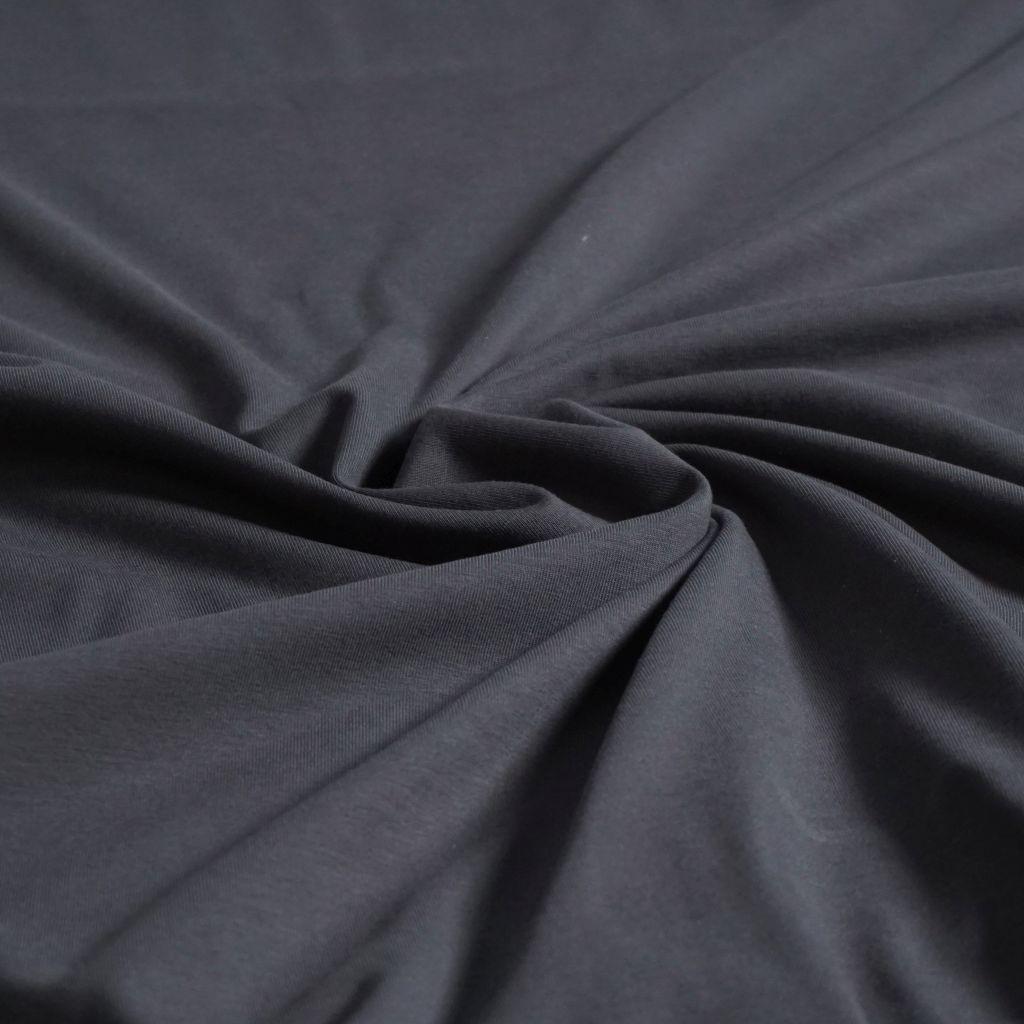 Singlejersey uni aus Baumwolle dunkelgrau - Bio