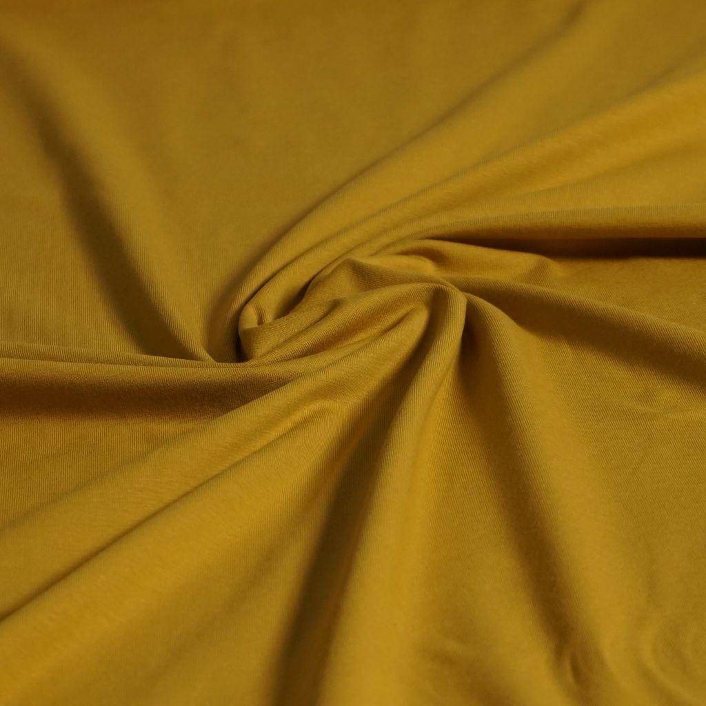Singlejersey uni aus Baumwolle currygelb - Bio
