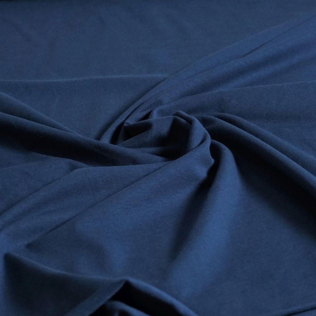 Singlejersey uni aus Baumwolle indigoblau - Bio