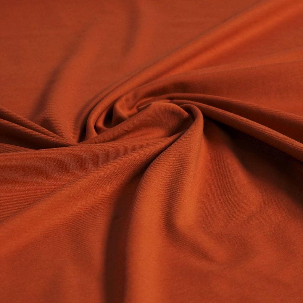 Singlejersey uni aus Baumwolle rostbraun - Bio