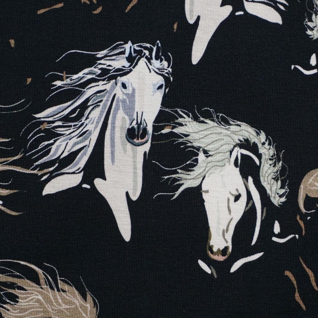 Baumwolljersey Pferde schwarz braun – FVJ