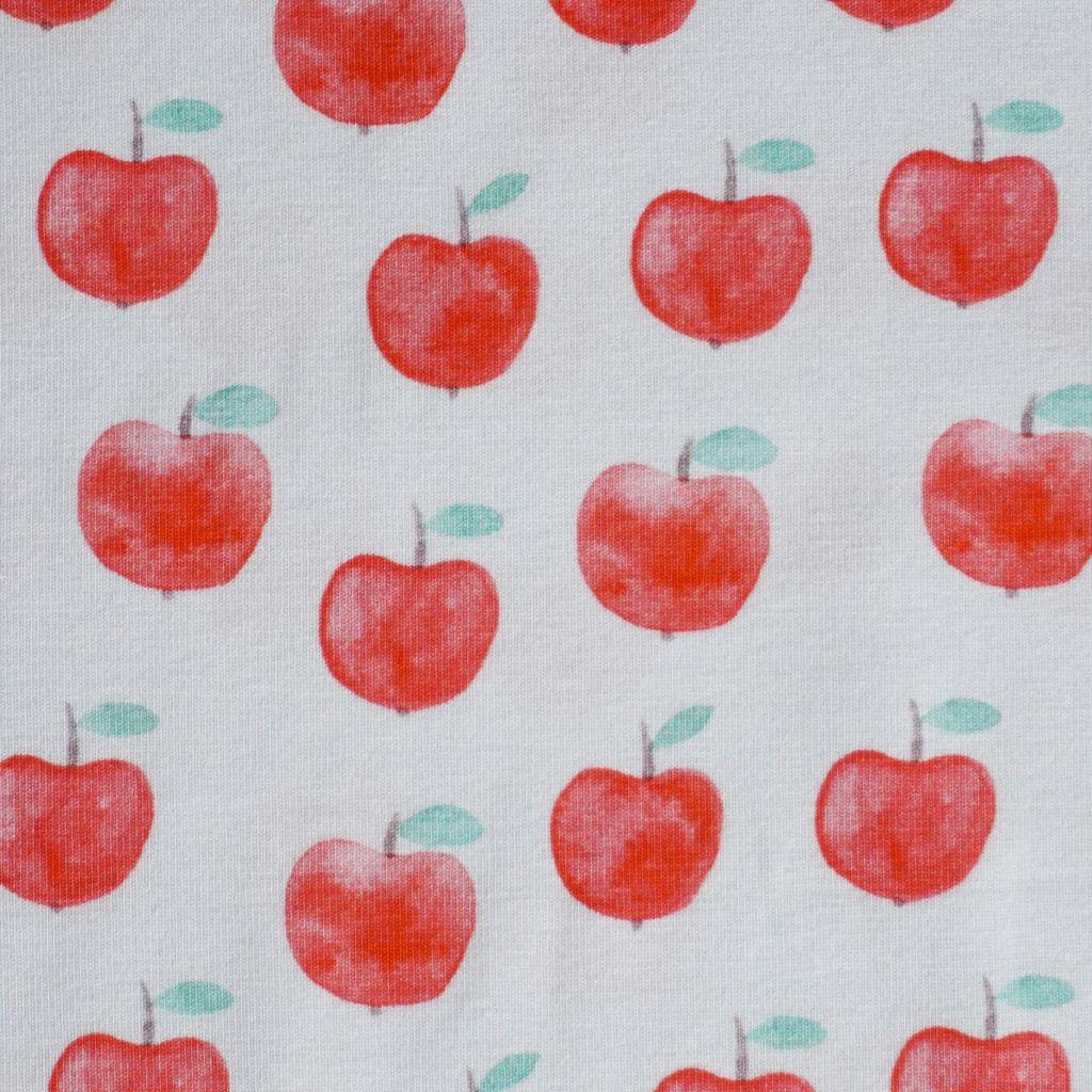 Baumwolljersey rote Äpfelchen Obst rot weiß – FVJ