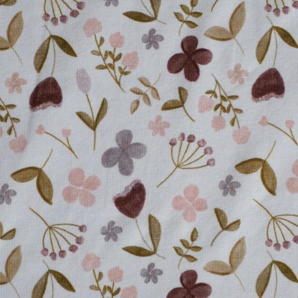 Baumwolljersey Blüten rosa, flieder, violett – FVJ